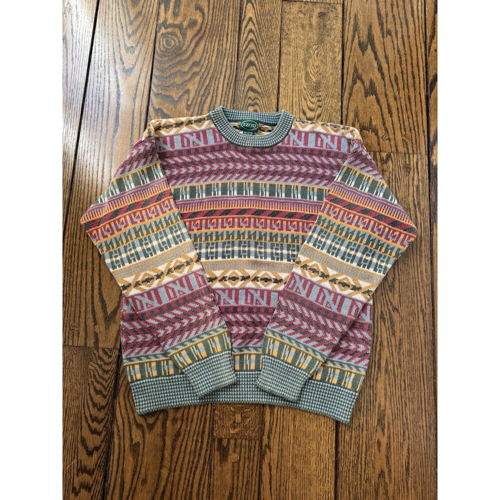 Vintage Izod Men’s Multicolor Sweater, Size Medium, 100% Cotton